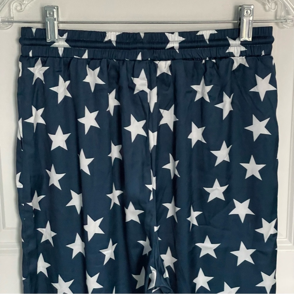 New! Superdown Miranda Blue/White Star Print Allover Track Pants 35384 - Picture 6 of 11